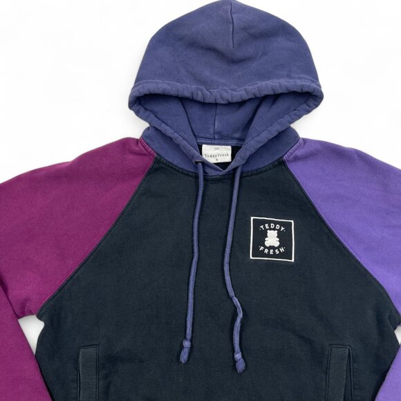 Teddy Fresh Purple Hoodie Thick Hooded Pullover Sweatshirt Men's Small - Picture 2 of 8